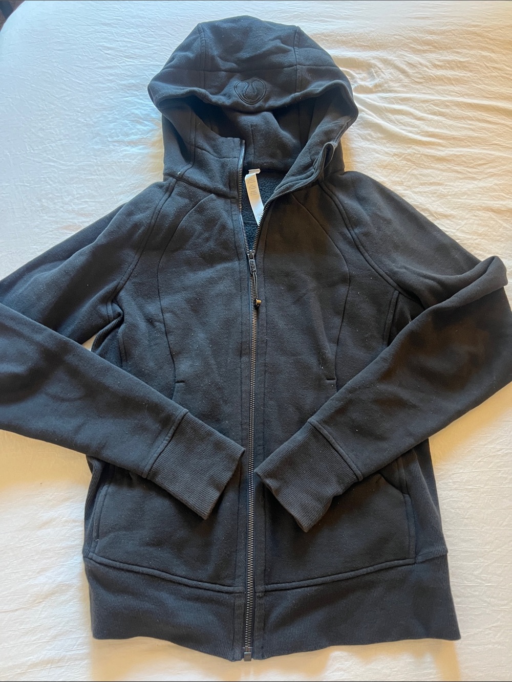 Women's Lululemon  Black Hooded Scuba Full Length Zip Up Jacket; Size 6